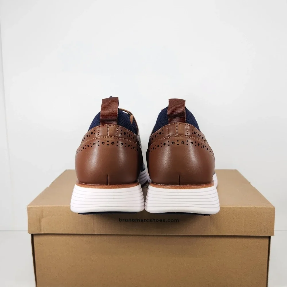 Bruno Marc Oxford Sneakers Mens Size 8.5 Brown Wingtip Brogue Casual Dress Shoes